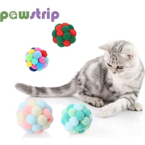Pet Cat Toy Colorful Bouncy Ball Creative Cute Plush Cat Interactive Toys Christmas Cat Throw Toy Pet Supplies Cat Accessories