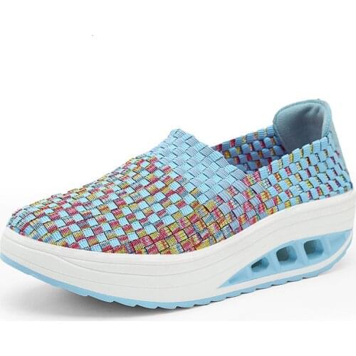 Spring Weave Shoes Woman Casual Slip On Woven Summer Shoes Women Platform Sneakers Comfortable Lady Walk Shoes XKD6016