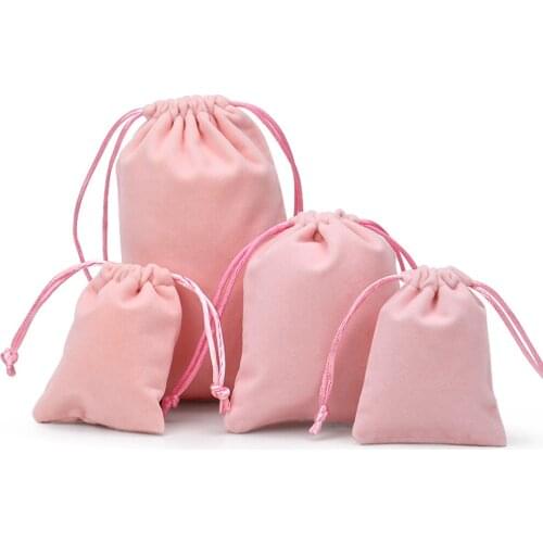 5pcs 7x9cm 8x10cm 10x12cm 12x16cm 15x20cm Pink Velvet Bag Wedding/Party Favor Gift Bags Jewelry Packing Drawstring Pouches