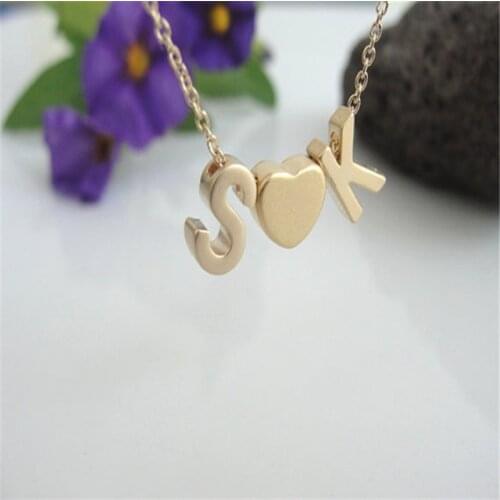 Fashion Tiny Dainty Initial Heart Initial Necklace Double Initial Necklace Letter Necklace for Christmas gift