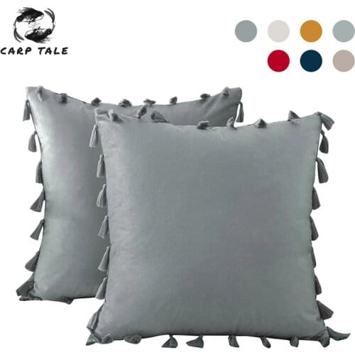 7 Colors Soft Velvet Cushion Cover Tassel Decorative Pillows Throw Pillow Case Luxury Home Decor Living Room Sofa Seat Coffee