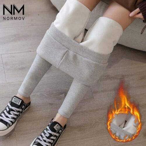 NORMOV Plus Velvet Thick Leggings Women Winter Cold-Resistant Leggings High Waist New Style Cotton Slim Keep Warm Leggings