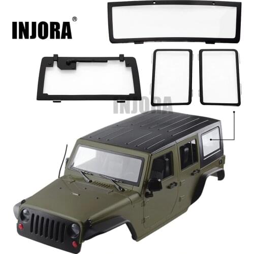 INJORA 4PCS RC Car Windows for 1/10 RC Crawler 313mm Wheelbase Jeep Wrangler Body Shell Axial SCX10 & SCX10 II 90046 90047