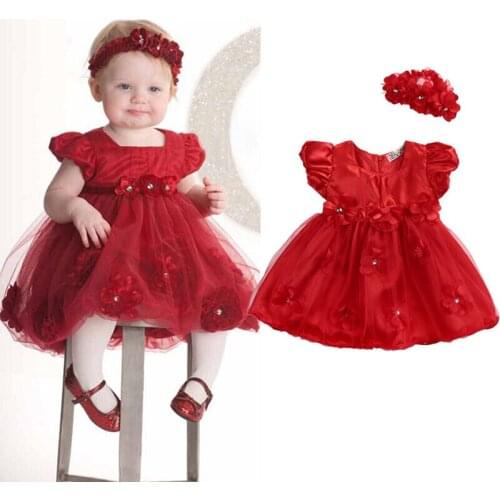 PUDCOCO 2pcs Newborn Infant Baby Girl Wedding Party Princess Tutu Dress+Headband Clothes 0-3Y