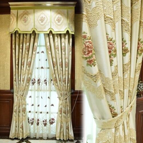 Simple European Style Curtain for Living Room Bedroom Chenille Jacquard Relief Shade Curtain Cloth Finished Product Curtains