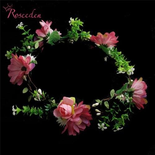 Handmade Adjustable Bridal Flower Hair Wreaths Head wear Wedding Decoration Crown Bride Hair Accessories 3colors RE3234