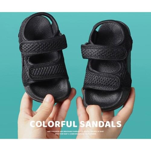 Summer New Canvas Sandals Boys Girls Sandals Solid Color Soft Soled Anti-Slip Children Kids Shoes Summer Beach Sandals