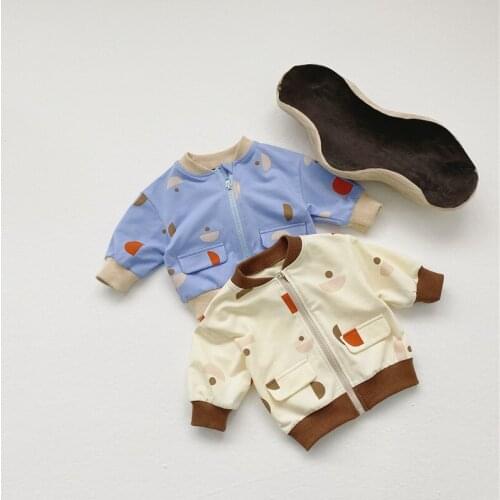 Spring Autumn New Childrens Cartoon Pocket Jacket Boys and Girls Baby Outing Clothes Jacket Children Zipper Cardigan Jackets