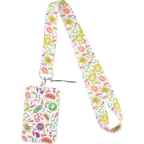 Ransitute R2226 Bacteria Virus Medical Lanyard Credit Card ID Holder Badge Women Travel Bank Bus Business Card Cover Badge