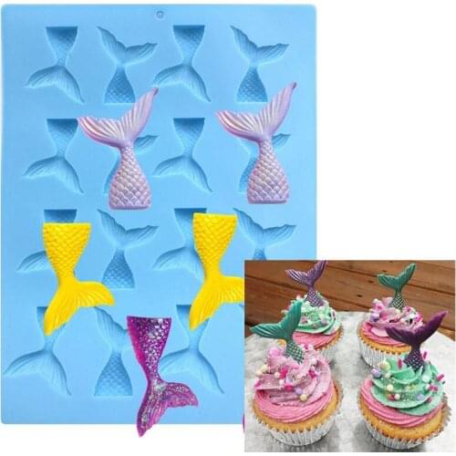 Mermaid Tail Chocolate Silicone Mold Cookies Fondant Cake Molds Candy Pastry Mould Biscuits Baking Cake Decoration Tools