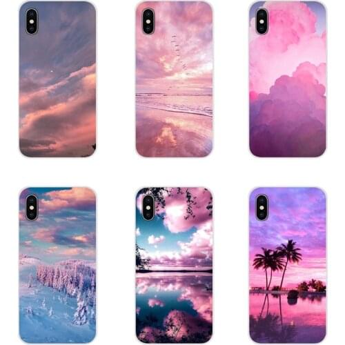 Silicone Bag Case For Samsung Galaxy A3 A5 A7 A9 A8 Star A6 Plus 2018 2015 2016 2017 Pink cute kawaii sky space Sunset Cloud Art