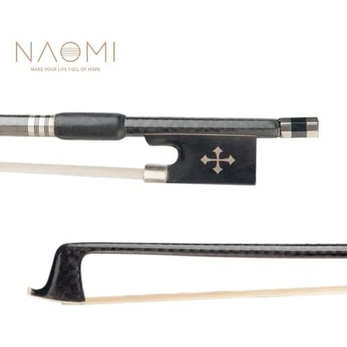 NAOMI 4/4 Violin/Fiddle Bow Grid Carbon Fiber Bow W/ Ebony Frog Round Stick Exquisite Horsehair Well Balance