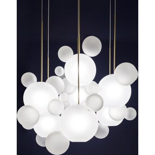 Modern Bar Milky White Glass Globes Led Pendant Lights Dining Room Lustre Luminarias Led Hanging Lamp Suspension Lamp Fixtures