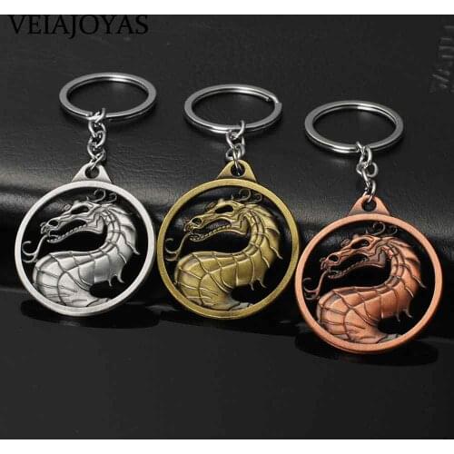 Vintage Charm Dragon Keychain Game Mortal Kombat Key Ring Metal Key Holder Gift Chaveiro Key Chain Jewelry for cars Accessories