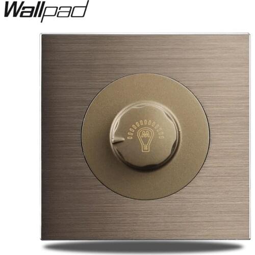 Wallpad L6 500W Dimmer Switch Brightness Regulator Brown Brushed Aluminum Satin Metal Panel Weak Blue LED Indicator