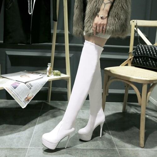 2020 over the knee boots women autumn winter boots platform zip stilettos high heels ladies stretch thigh high boots