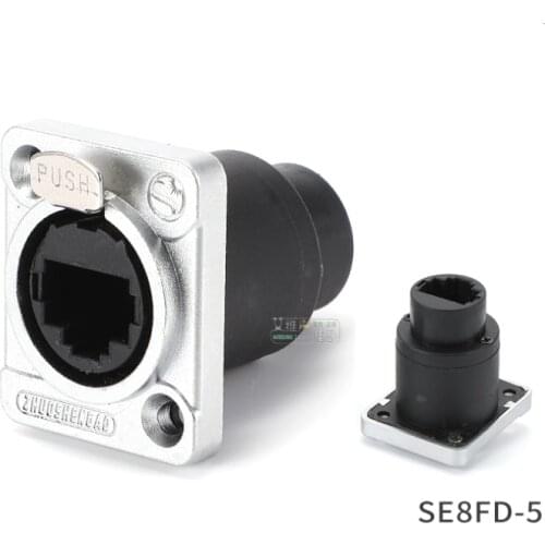 1Pcs D-type RJ45 waterproof network docking socket module LED large screen data transmission SE8FDP category five XLR plug HiFi