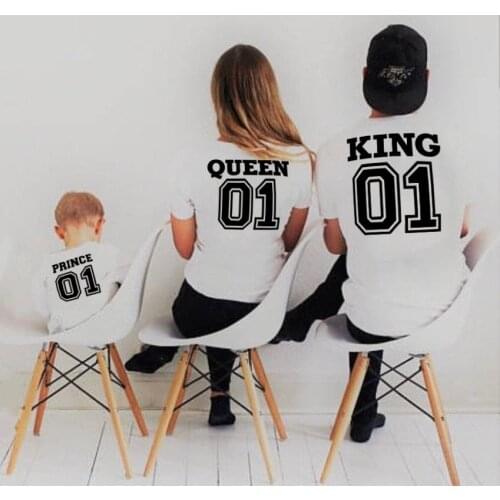 1pcs Family Look Short Sleeved T-shirt Father Mother and Kids Clothes 01 King Queen Prince Family Matching Outfits Clothing
