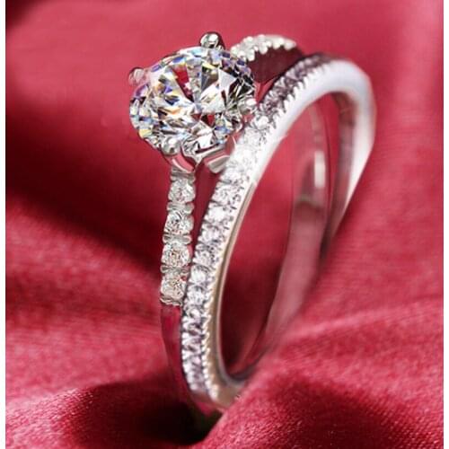 2pcs YaYI Jewelry Fashion Princess Cut 4 CT 6*6 White Cubic Zirconia Silver Color Engagement Wedding Party Couples Rings