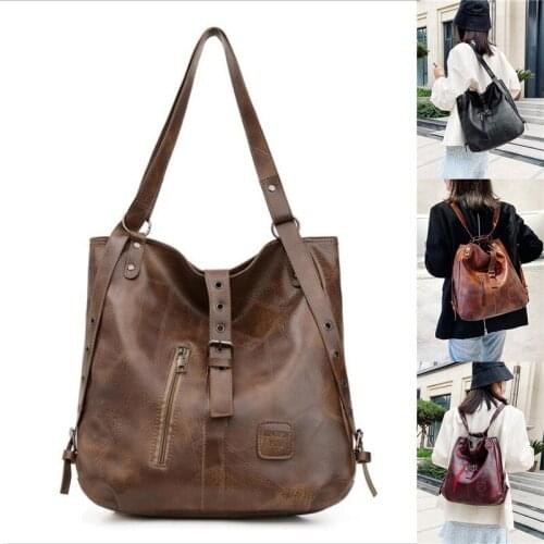 2021 Vintage Women Handle Bag Luxury PU Leather Handbags Designer Shoulder Bags Female Fashion Backpack