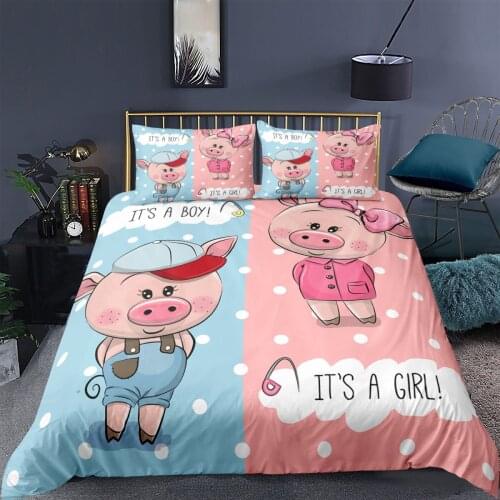 3D Rabbit Printed Duvet Cover Soft Quilt Cover Cartoon Animal Bedding Set Pillowcase Child Bedroom Single Twin Double Quee King