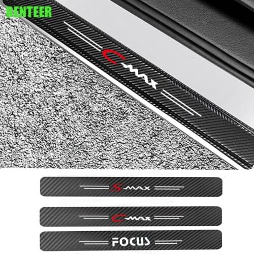 4pcs Carbon Fiber Car Door Protection Sticker For Ford Smax Cmax Focus