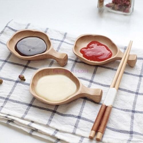 50pcs Wood Condiment Dish Plate Creative Flower Shape Seasoning Food Sauce Dish for Home Kitchen Party Bowl For Kitchen Tool