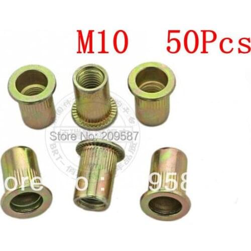 50pcs Metric Steel Flat Head M10 Blind Insert Rivet Nut Rivnut Free Shipping