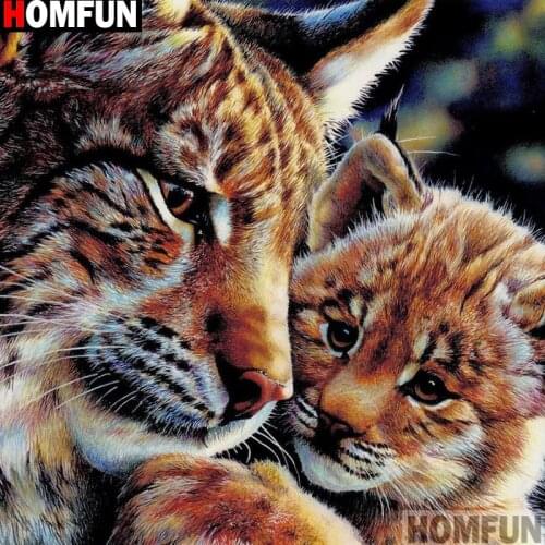 HOMFUN Diy 5d Diamond Painting "Animal tiger" Cross Stitch Square Round Diamond Embroidery Handwork Rhinestone Art A13096