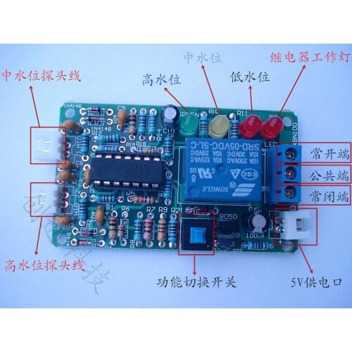 Automatic Pumping and Discharging Switching Controller for High, Middle and Low Water Level Detection