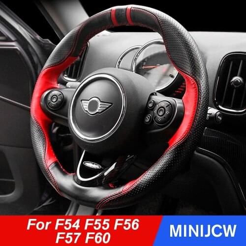 Car Steering Wheel PU Leather Cover Decoration Protector For Mini Cooper JCW S F54 F55 F56 F60 Countryman Car Accessories