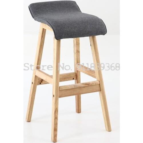Solid Wood Bar Chair Simple Modern Milk Tea Shop Front Desk High Chair Nordic Home High Stool European Bar Stool