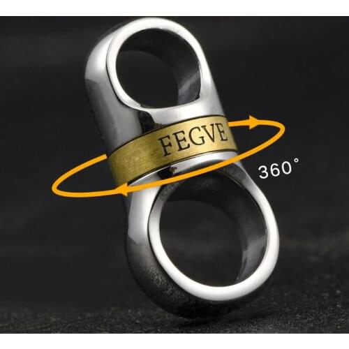 Real Titanium Keyring Spin Rotation For Key Ring Holder Stainless Steel Inlaid Copper Car Key Chain Horseshoe Buckle Connection