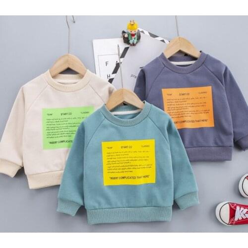 Baby clothes sweater baby boy baby girl spring autumn letter print long-sleeve cotton sweater top casual sports sweater for kids