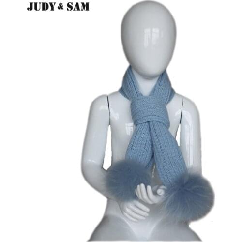 New Design Brand 1-3years Scarves Knitted Cute Boys Children Warm Matching Colorful Raccoon Fur Pom Pom Winter Scarf Scarves