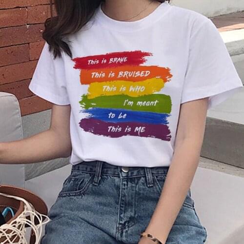 ZOGANKIN Pride Lgbt Gay Love Lesbian Rainbow Design Print T-shirts for Women Summer Casual Love is Love O-Neck Tee Shirt