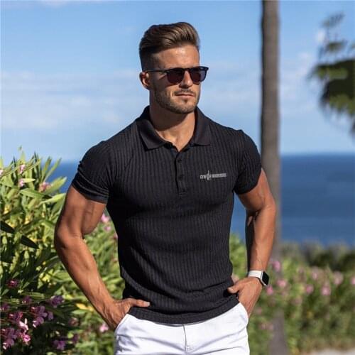 New Brand Mens Workout Fashion Spring Summer Short Sleeve Polo T Shirts Fitness Men Clothing Sports Trend Casual Polo T Shirts