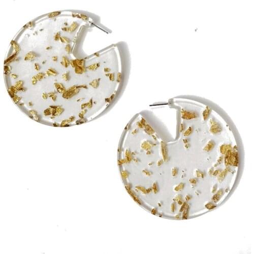 Round Glitter Geometric Resin Popular Exaggerated Sweet Stud Earring
