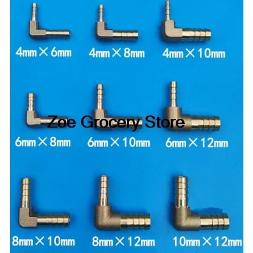 1Pc 4 6 8 10 12mm Hose Barbed x Hose Barbed Elbow L Type Brass Pipe Fitting Reducer Coupler Connector Adapter Air Fuel Gas Water