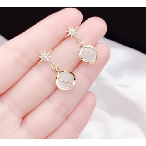 Cute Korean Dangle Earrings For Women 2020 Ball Pendant Trendy Fashion Jewellry Wholesale Gold Color Female Girls Puck Earring