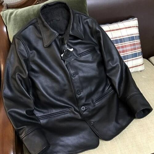 Plus Size 5XL Real Leather Jackets and Coats Cowhide Suit Blazer Suede Genuine Leather Mens Coat Winter Windbreaker Overcoat