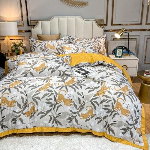 Forest riddles four-piece set AB version design ice silk washing/supple silky spring and summer four-piece quilt cover