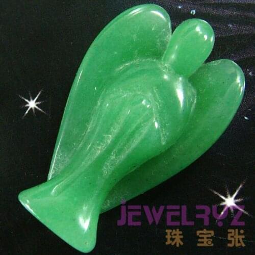 New 2020 Fashion Natural Beautiful Green Aventurine Angel Charms Statue Carved Angel Figurine With Wing Pendant Stone Pendants