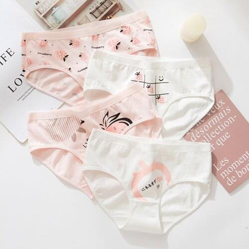 New Fashion Girl Panties Sweet Underwear Cotton Briefs Lovely Lingerie Soft Comfortable cartoon Pictures Panty Pink Strawberry