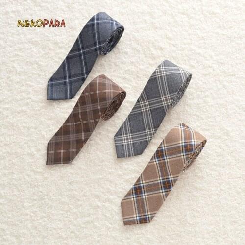 New Classic Plaid Necktie Cute Japanese School Girls JK Uniform Student Jacquard Weave Necktie