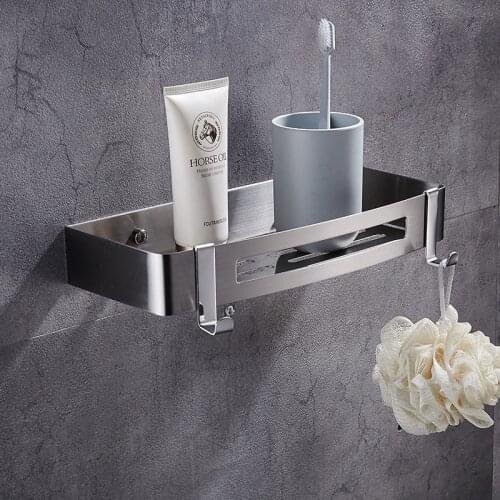 Bathroom Shelf Stainless Steel Shower Rack Black Corner Shelf Square Bath Shower Shelf Chrome Bathroom Storage Organizer Rack