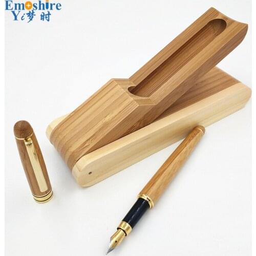 Top Quality Creative Natural Bamboo Fountain Pen with Bamboo Pencil Case Suit Boutique Environmental Protection Stationery P052