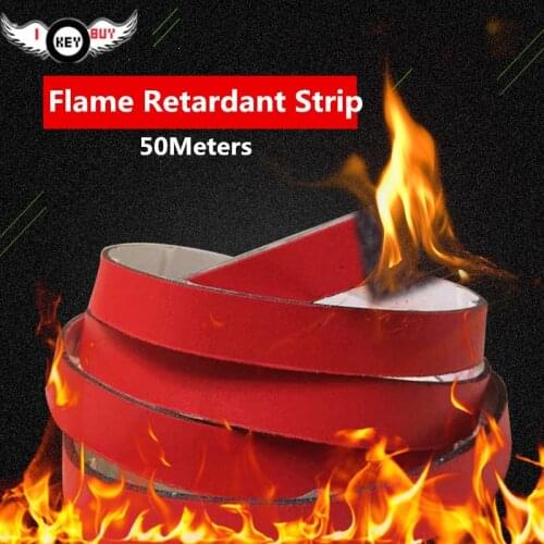 50M 10*2mm/15*2mm Self Adhesive In-tumescent Tape Strip Door Window Fireproof Expand Resistant Tape Fire Expansion Red Black