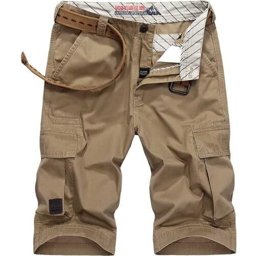 New Fashion Summer Cargo Shorts with Multi Pocket Men Casual Boardshort Washed Cotton Beach Shorts Loose Baggy Shorts Streetwear