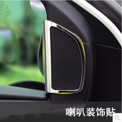 Car styling stainless steel A Pillar Audio speaker decoration stickers case For Ford Focus 3 2012-2017 car accessories 2pcs/set